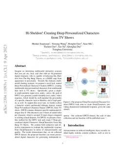 Hi Sheldon! Creating Deep Personalized Characters from TV Shows