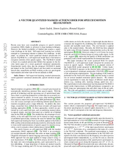 A vector quantized masked autoencoder for speech emotion recognition