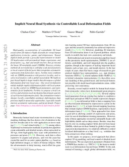 Implicit Neural Head Synthesis via Controllable Local Deformation Fields