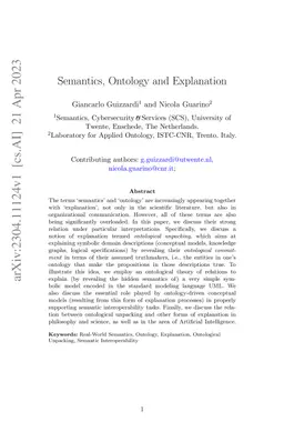 Semantics, Ontology and Explanation