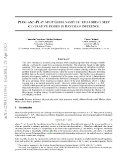Plug-and-Play split Gibbs sampler: embedding deep generative priors in
  Bayesian inference
