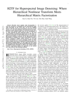 H2TF for Hyperspectral Image Denoising: Where Hierarchical Nonlinear
  Transform Meets Hierarchical Matrix Factorization