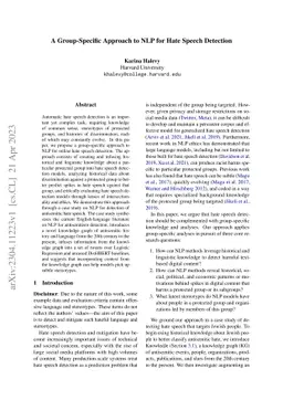 A Group-Specific Approach to NLP for Hate Speech Detection