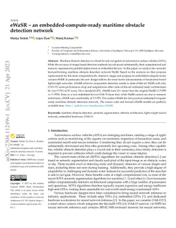 eWaSR -- an embedded-compute-ready maritime obstacle detection network
