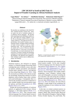 UBC-DLNLP at SemEval-2023 Task 12: Impact of Transfer Learning on
  African Sentiment Analysis