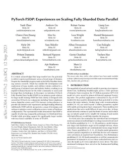 PyTorch FSDP: Experiences on Scaling Fully Sharded Data Parallel