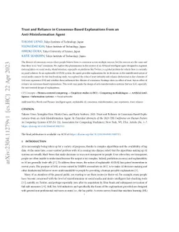 Trust and Reliance in Consensus-Based Explanations from an
  Anti-Misinformation Agent