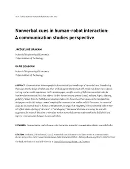 Nonverbal Cues in Human-Robot Interaction: A Communication Studies
  Perspective