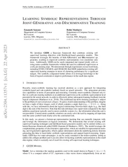 Learning Symbolic Representations Through Joint GEnerative and
  DIscriminative Training