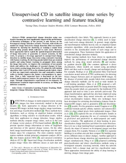 Unsupervised CD in satellite image time series by contrastive learning
  and feature tracking