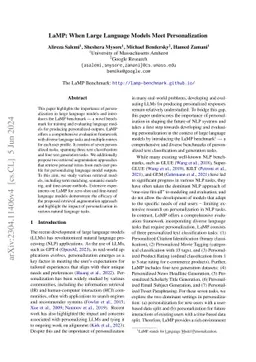 LaMP: When Large Language Models Meet Personalization