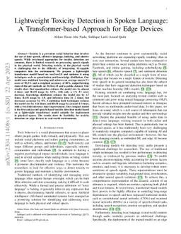 Lightweight Toxicity Detection in Spoken Language: A Transformer-based
  Approach for Edge Devices