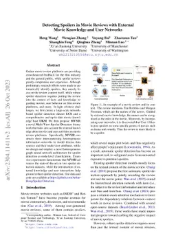 Detecting Spoilers in Movie Reviews with External Movie Knowledge and
  User Networks