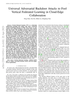 Universal Adversarial Backdoor Attacks to Fool Vertical Federated
  Learning in Cloud-Edge Collaboration
