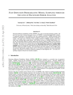 Fast Diffusion Probabilistic Model Sampling through the lens of Backward
  Error Analysis