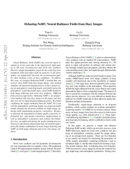 Dehazing-NeRF: Neural Radiance Fields from Hazy Images