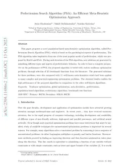 Perfectionism Search Algorithm (PSA): An Efficient Meta-Heuristic
  Optimization Approach