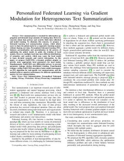 Personalized Federated Learning via Gradient Modulation for
  Heterogeneous Text Summarization