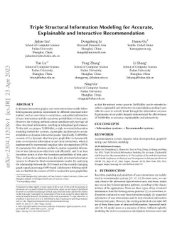 Triple Structural Information Modelling for Accurate, Explainable and
  Interactive Recommendation