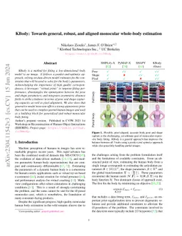 KBody: Towards general, robust, and aligned monocular whole-body
  estimation