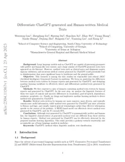 Differentiate ChatGPT-generated and Human-written Medical Texts