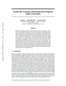 System III: Learning with Domain Knowledge for Safety Constraints