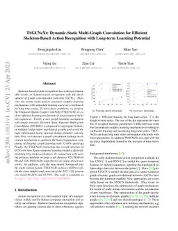 TSGCNeXt: Dynamic-Static Multi-Graph Convolution for Efficient Skeleton-Based Action Recognition with Long-term Learning Potential