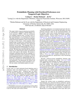 Probabilistic Planning with Prioritized Preferences over Temporal Logic
  Objectives