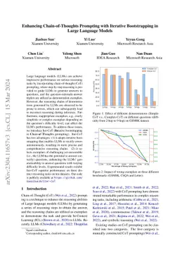 Enhancing Chain-of-Thoughts Prompting with Iterative Bootstrapping in
  Large Language Models