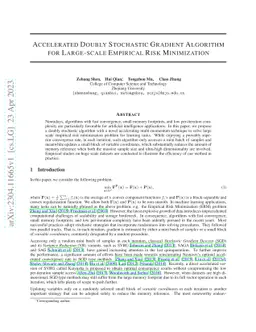 Accelerated Doubly Stochastic Gradient Algorithm for Large-scale
  Empirical Risk Minimization