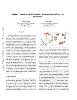 CoReFace: Sample-Guided Contrastive Regularization for Deep Face
  Recognition