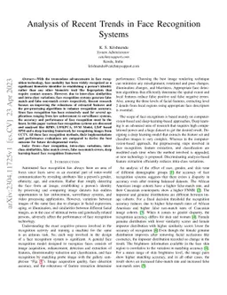 Analysis of Recent Trends in Face Recognition Systems