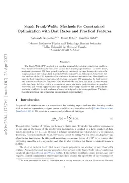 Sarah Frank-Wolfe: Methods for Constrained Optimization with Best Rates
  and Practical Features