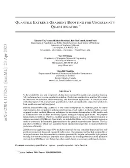 Quantile Extreme Gradient Boosting for Uncertainty Quantification