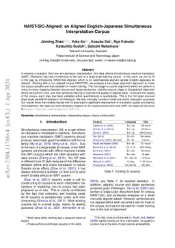 NAIST-SIC-Aligned: an Aligned English-Japanese Simultaneous
  Interpretation Corpus