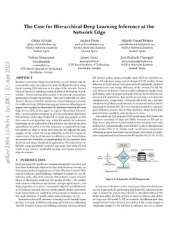 The Case for Hierarchical Deep Learning Inference at the Network Edge