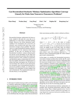 Can Decentralized Stochastic Minimax Optimization Algorithms Converge
  Linearly for Finite-Sum Nonconvex-Nonconcave Problems?