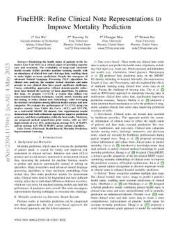 FineEHR: Refine Clinical Note Representations to Improve Mortality
  Prediction