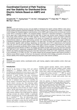 Coordinated Control of Path Tracking and Yaw Stability for Distributed
  Drive Electric Vehicle Based on AMPC and DYC
