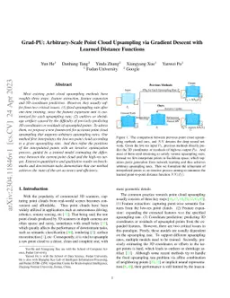 Grad-PU: Arbitrary-Scale Point Cloud Upsampling via Gradient Descent
  with Learned Distance Functions