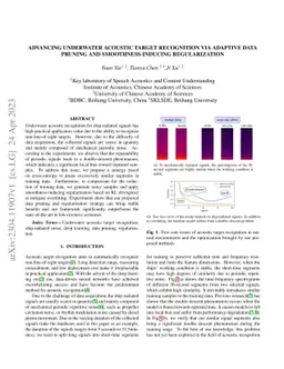 Advancing underwater acoustic target recognition via adaptive data
  pruning and smoothness-inducing regularization