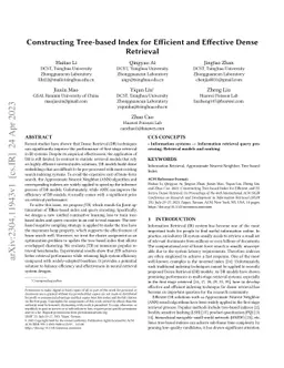 Constructing Tree-based Index for Efficient and Effective Dense
  Retrieval