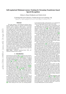 Self-regularised Minimum Latency Training for Streaming
  Transformer-based Speech Recognition