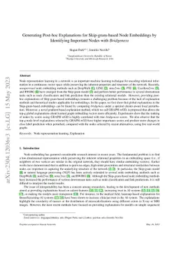 Generating Post-hoc Explanations for Skip-gram-based Node Embeddings by
  Identifying Important Nodes with Bridgeness