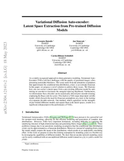 Variational Diffusion Auto-encoder: Latent Space Extraction from
  Pre-trained Diffusion Models