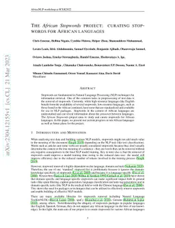 The African Stopwords project: curating stopwords for African languages