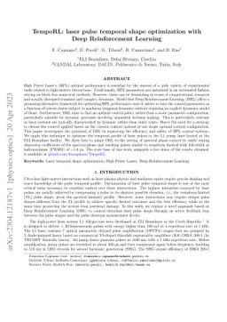 TempoRL: laser pulse temporal shape optimization with Deep Reinforcement
  Learning