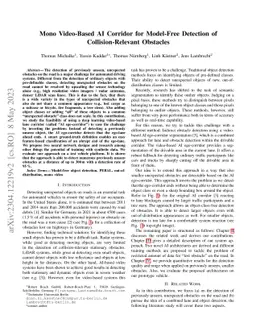 Mono Video-Based AI Corridor for Model-Free Detection of
  Collision-Relevant Obstacles