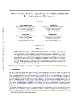 Positive AI: Key Challenges in Designing Artificial Intelligence for
  Wellbeing