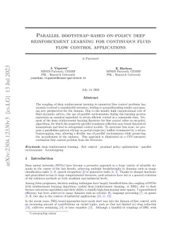 Parallel bootstrap-based on-policy deep reinforcement learning for
  continuous flow control applications